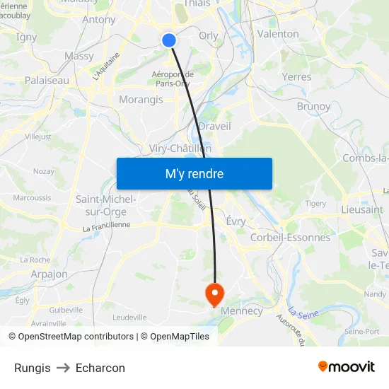 Rungis to Echarcon map