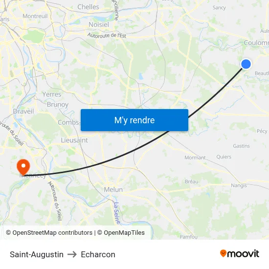 Saint-Augustin to Echarcon map