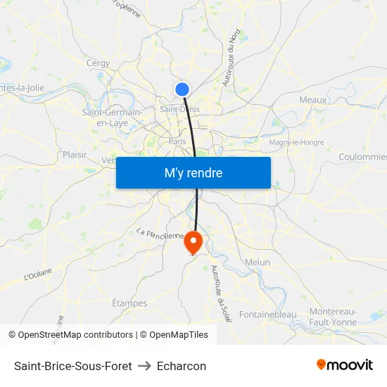 Saint-Brice-Sous-Foret to Echarcon map