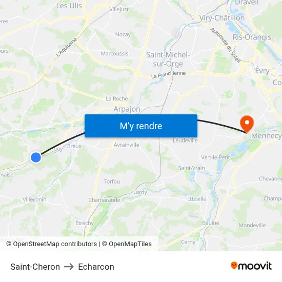 Saint-Cheron to Echarcon map