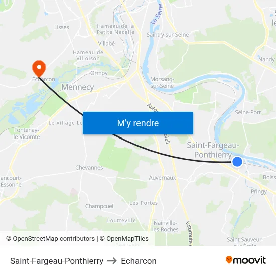 Saint-Fargeau-Ponthierry to Echarcon map