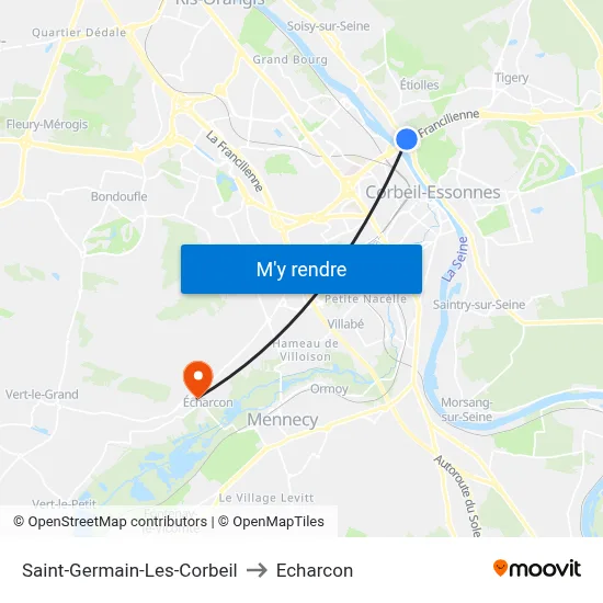 Saint-Germain-Les-Corbeil to Echarcon map
