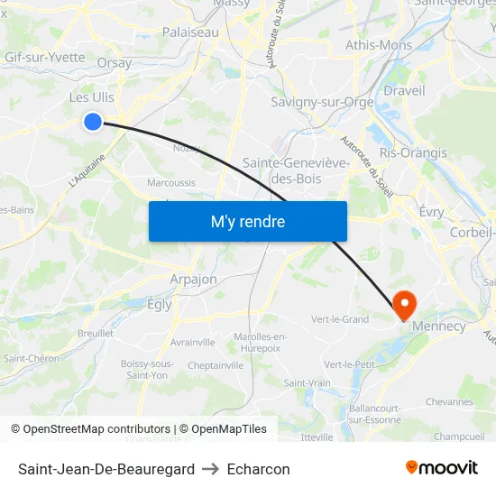 Saint-Jean-De-Beauregard to Echarcon map