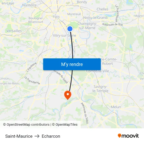 Saint-Maurice to Echarcon map