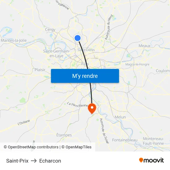 Saint-Prix to Echarcon map