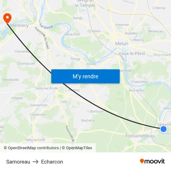Samoreau to Echarcon map