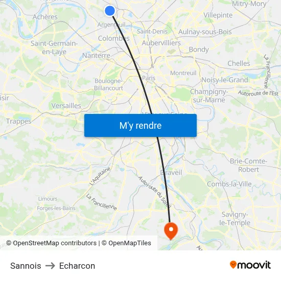 Sannois to Echarcon map
