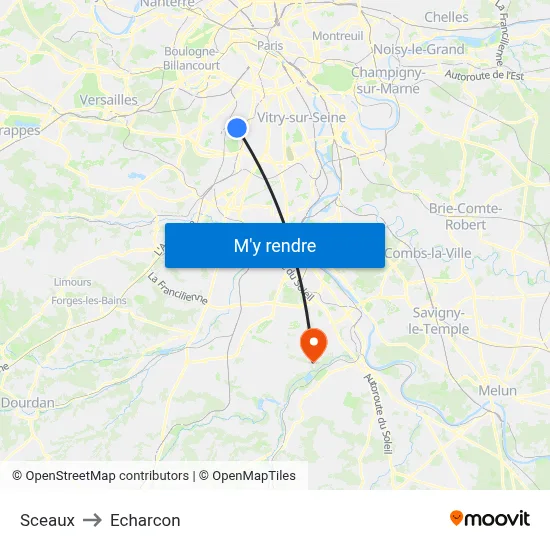 Sceaux to Echarcon map