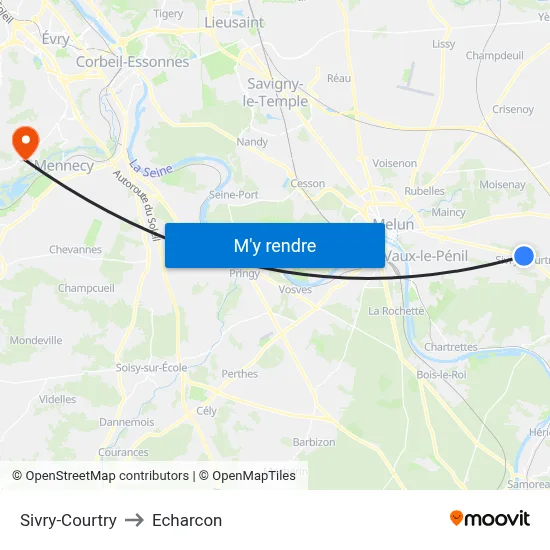 Sivry-Courtry to Echarcon map