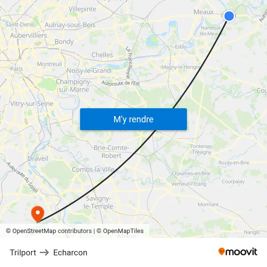 Trilport to Echarcon map