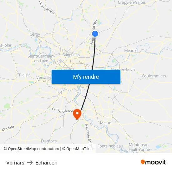 Vemars to Echarcon map