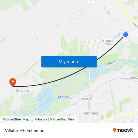 Villabe to Echarcon map