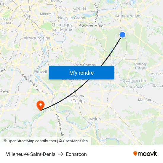 Villeneuve-Saint-Denis to Echarcon map