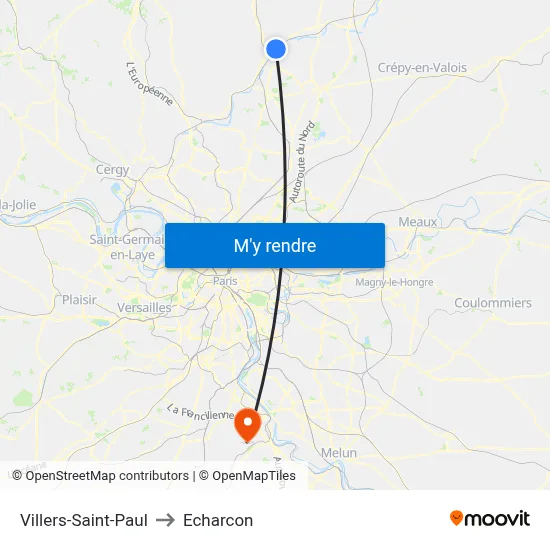 Villers-Saint-Paul to Echarcon map