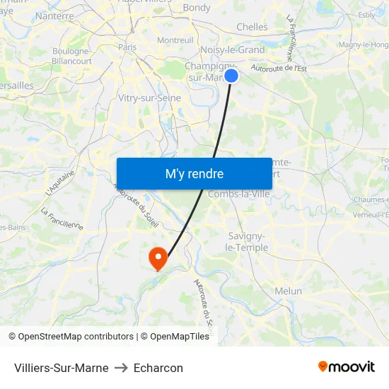 Villiers-Sur-Marne to Echarcon map