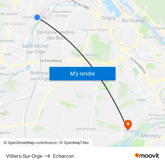 Villiers-Sur-Orge to Echarcon map