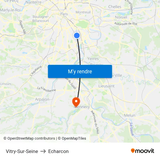 Vitry-Sur-Seine to Echarcon map