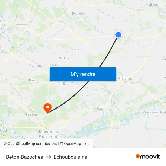 Beton-Bazoches to Echouboulains map