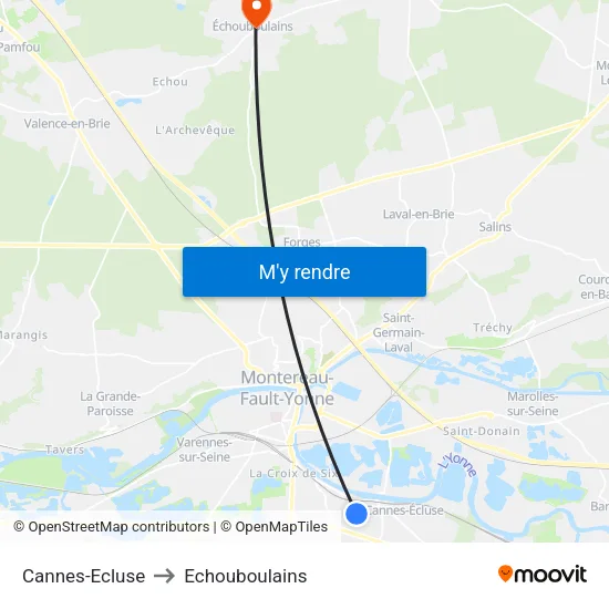Cannes-Ecluse to Echouboulains map