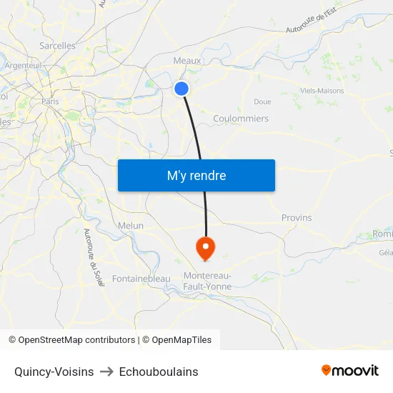 Quincy-Voisins to Echouboulains map