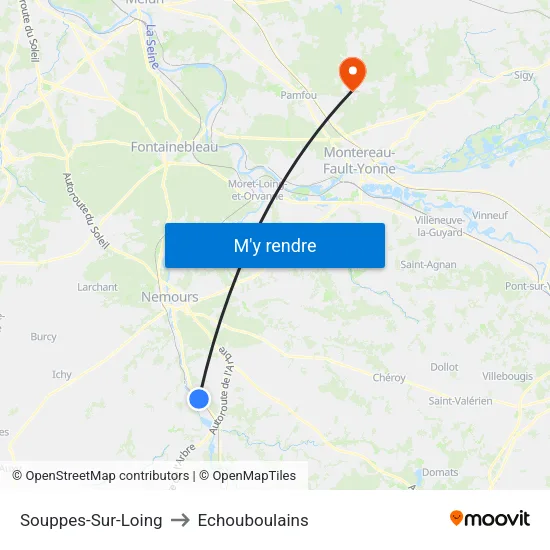 Souppes-Sur-Loing to Echouboulains map