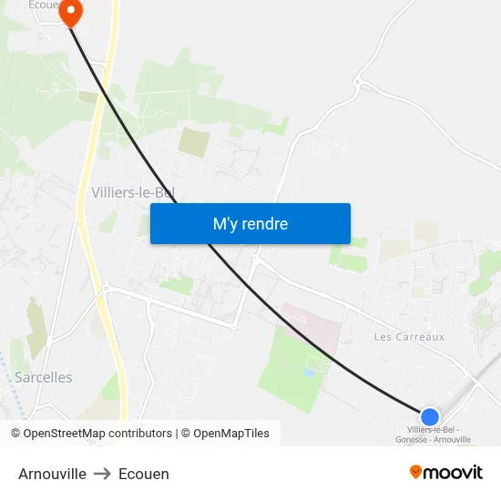 Arnouville to Ecouen map