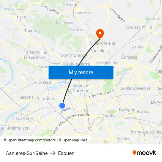 Asnieres-Sur-Seine to Ecouen map