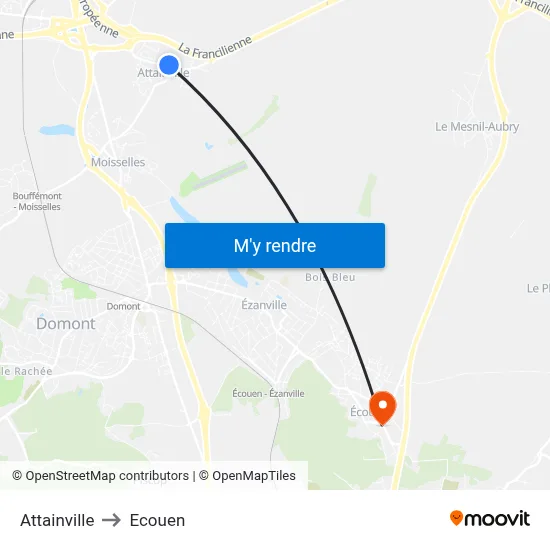Attainville to Ecouen map