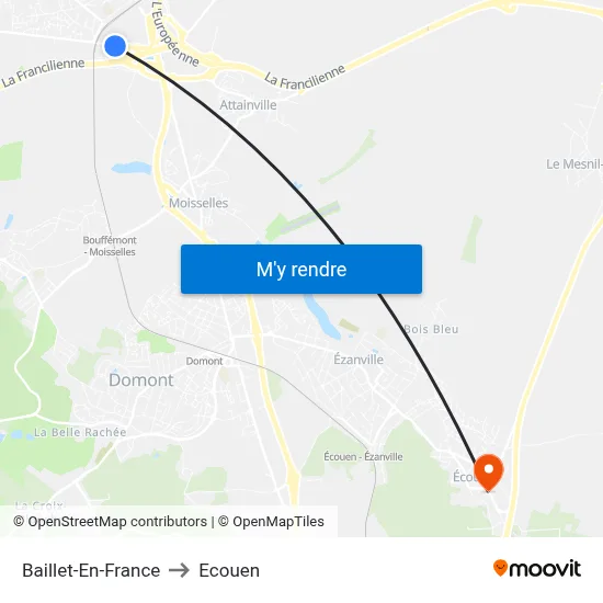Baillet-En-France to Ecouen map