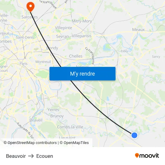 Beauvoir to Ecouen map
