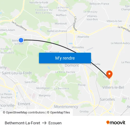 Bethemont-La-Foret to Ecouen map