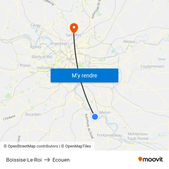 Boissise-Le-Roi to Ecouen map