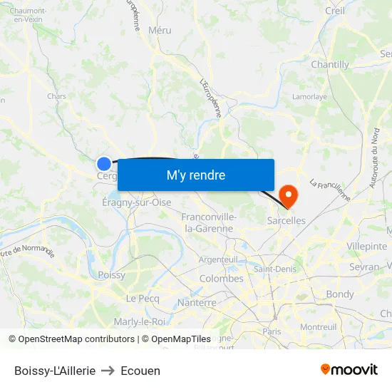 Boissy-L'Aillerie to Ecouen map