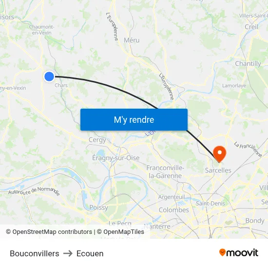 Bouconvillers to Ecouen map