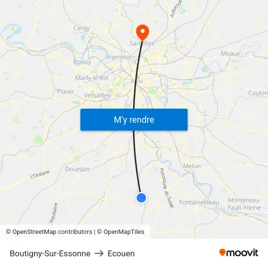 Boutigny-Sur-Essonne to Ecouen map