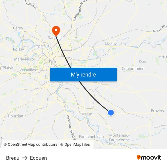 Breau to Ecouen map