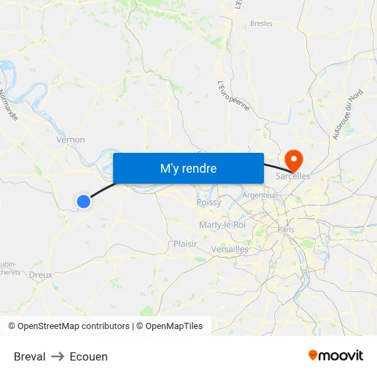 Breval to Ecouen map