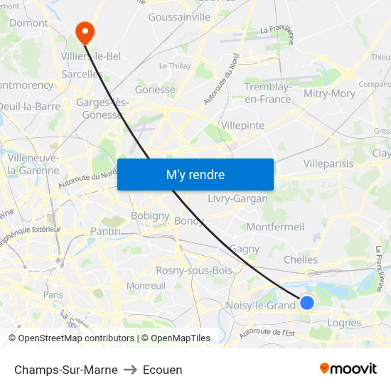 Champs-Sur-Marne to Ecouen map