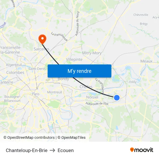Chanteloup-En-Brie to Ecouen map