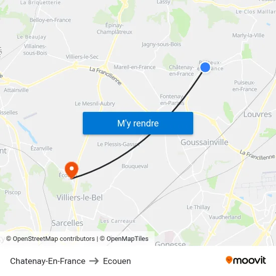 Chatenay-En-France to Ecouen map