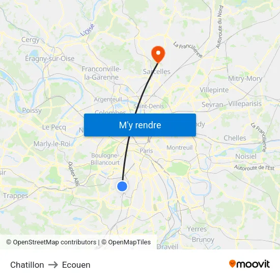 Chatillon to Ecouen map