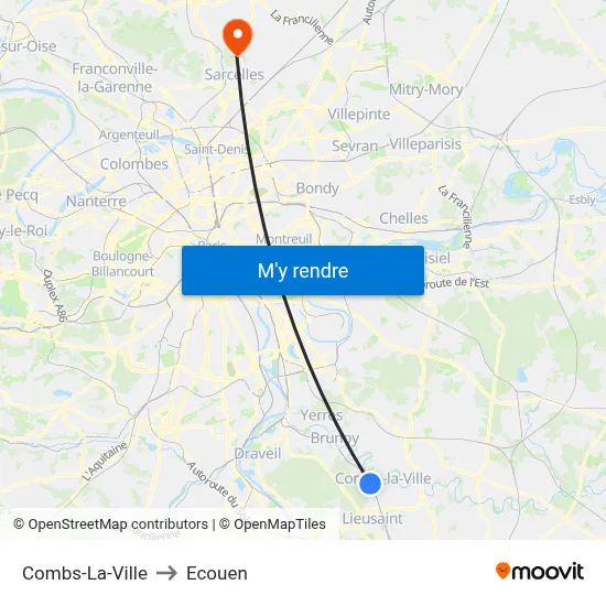 Combs-La-Ville to Ecouen map