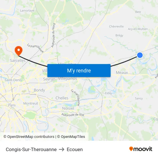 Congis-Sur-Therouanne to Ecouen map