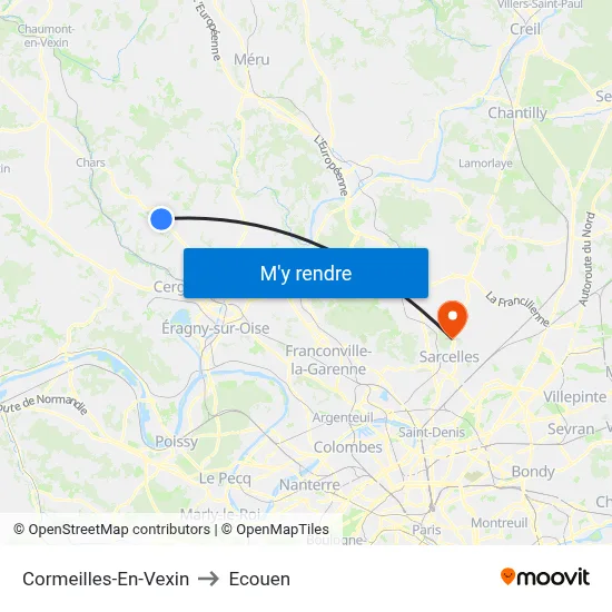 Cormeilles-En-Vexin to Ecouen map