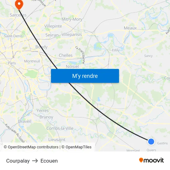 Courpalay to Ecouen map