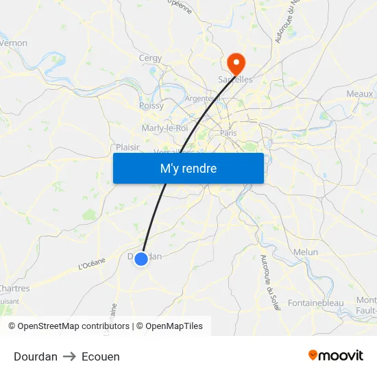 Dourdan to Ecouen map