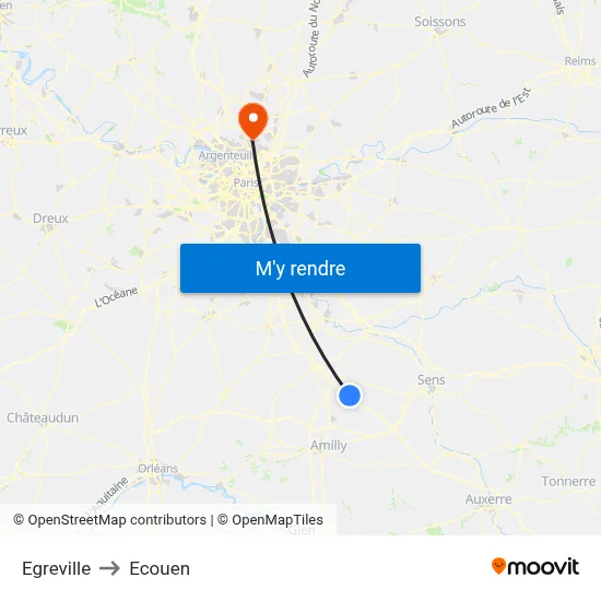 Egreville to Ecouen map