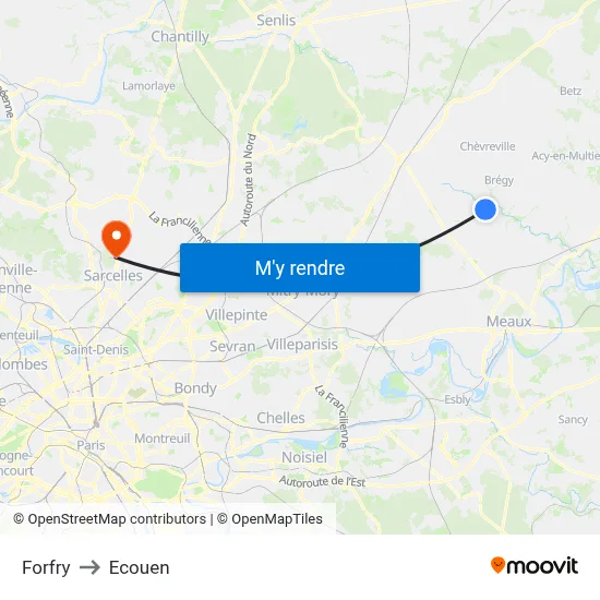 Forfry to Ecouen map