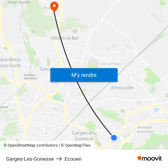 Garges-Les-Gonesse to Ecouen map