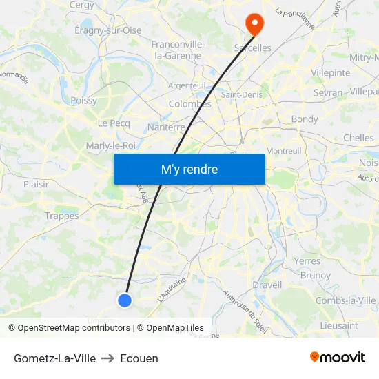 Gometz-La-Ville to Ecouen map